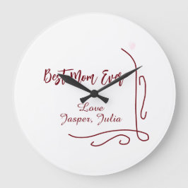 Best mom ever red love Spanish border stylish  Große Wanduhr