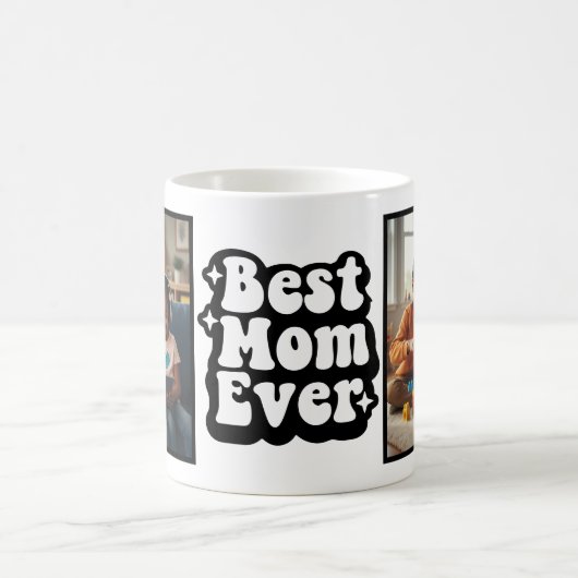 Best Mom Ever Retro Groovy 2 Photo Keepsake Kaffeetasse (Mittel)