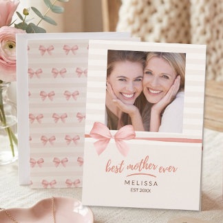 Best Mom Ever Soft Blush Cream Script Mother's Day Karte