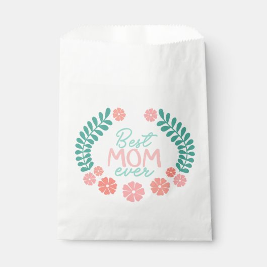 Best mom ever text in floral frame geschenktütchen (Vorderseite)