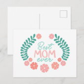 Best mom ever text in floral frame postkarte (Vorne/Hinten)