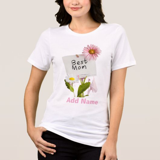 Best Mom Floral Pink Daisy Mother's Day Gift Tri-Blend Shirt (Vorderseite)
