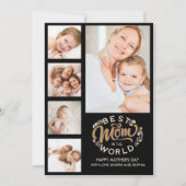 Best Mom In the World Scrip 5 Photos Black Dankeskarte (Vorderseite)