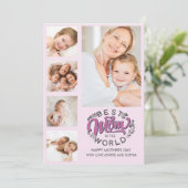 Best Mom In the World Scrip Photos Mom Pink Dankeskarte (Stehend Vorderseite)