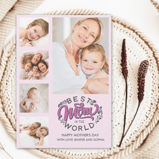 Best Mom In the World Scrip Photos Mom Pink Dankeskarte