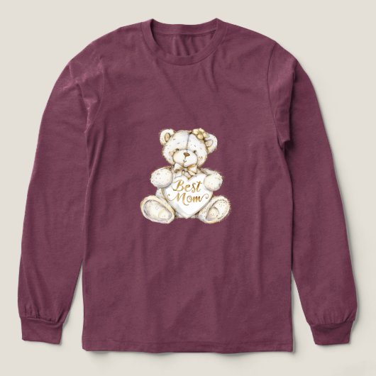 Best Mom Mother's Day Teddy Bear Tri-Blend Shirt (Design Vorderseite)