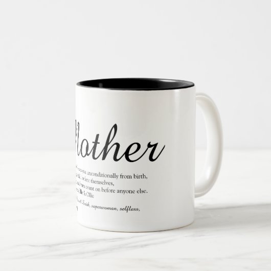 Best Mom, Mum, Mother Definition Modern Script Zweifarbige Tasse (VorderseiteRechts)