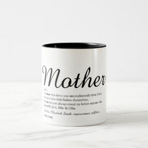 Best Mom, Mum, Mother Definition Modern Script Zweifarbige Tasse