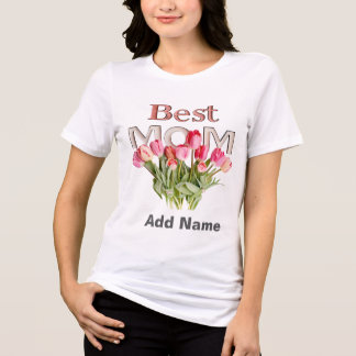 Best Mom Pink Tulips - Elegant Mother's Day Gift Tri-Blend Shirt