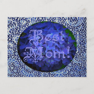 Best Mom with Blue Flower Background Postkarte