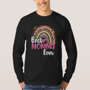 Best Momma Ever Funny Pink Leopard Regenbogenmütte T-Shirt