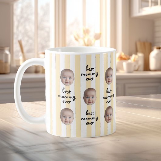 Best Mommy Ever Cute Stripes Baby Face Photo Kaffeetasse