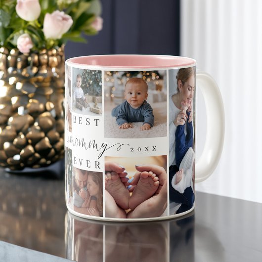 Best Mommy Ever | Mother's Day 8 Photo Collage Zweifarbige Tasse