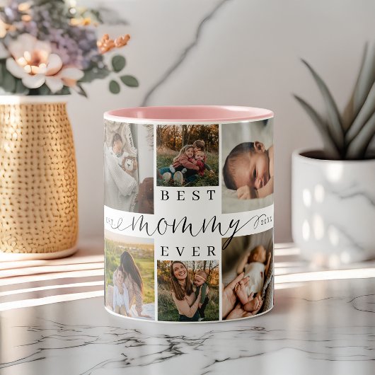 Best Mommy Ever | Mother's Day 8 Photo Collage Zweifarbige Tasse