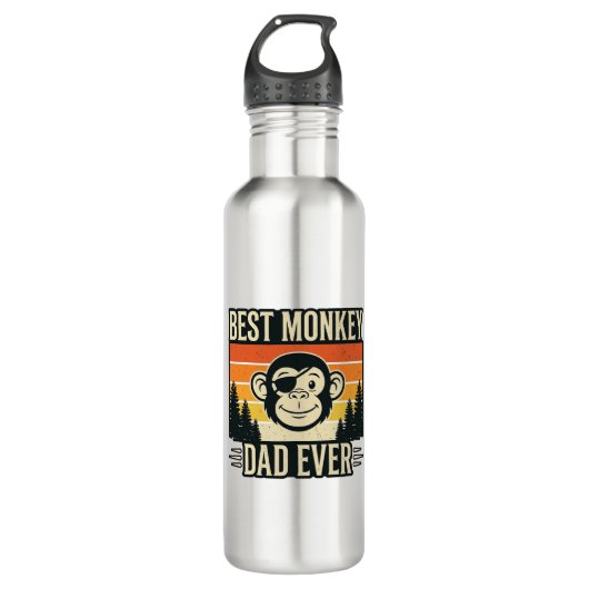 Best Monkey Dad Ever Vintage Monkey Father Shirt_1 Edelstahlflasche (Vorderseite)