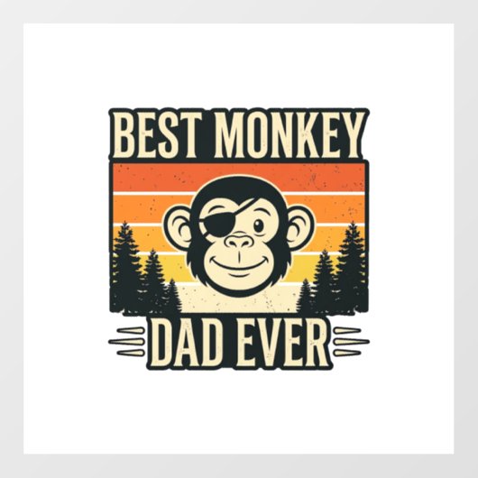 Best Monkey Dad Ever Vintage Monkey Father Shirt_1 Fensteraufkleber (Blatt)