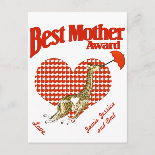Best Mother Award Keepake Postkarte (Vorderseite)