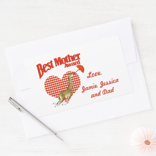 Best Mother Award Keepake Rechteckiger Aufkleber (Umschlag)