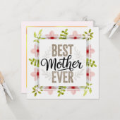 "Best Mother Ever" Floral Muttertag Karte (Vorderseite/Rückseite Beispiel)