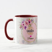 Best Mother Ever - Pink Floral Custom Name Tasse (Links)