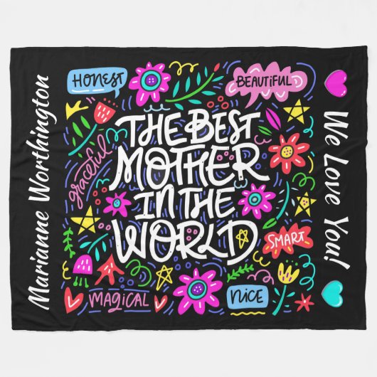 BEST MOTHER Fleece Blanket (Vorderseite (Horizontal))