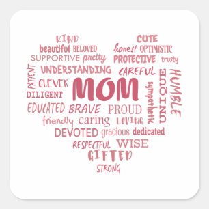 Best Mother Qualitäten und Mama Eigenschaften Invi Quadratischer Aufkleber