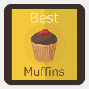Best Muffins Leckerei Label Quadratischer Aufkleber
