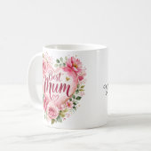 Best Mum Aquarell Blumenherz Design Kaffeetasse (Vorderseite Links)