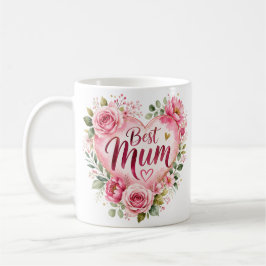 Best Mum Aquarell Blumenherz Design Kaffeetasse