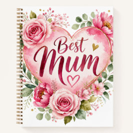 Best Mum Aquarell Blumenherz Design Notizblock