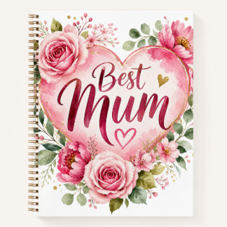 Best Mum Aquarell Blumenherz Design Notizblock