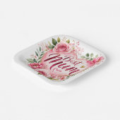 Best Mum Aquarell Blumenherz Design Pappteller (Gewinkelt)