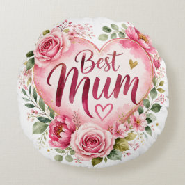 Best Mum Aquarell Blumenherz Design Rundes Kissen