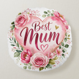 Best Mum Aquarell Blumenherz Design Rundes Kissen