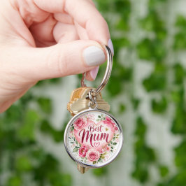 Best Mum Aquarell Blumenherz Design Schlüsselanhänger