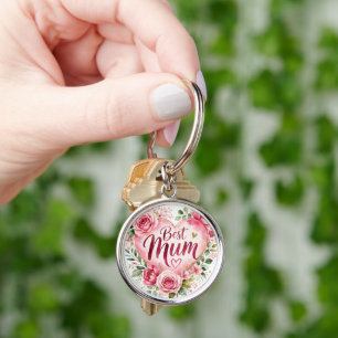 Best Mum Aquarell Blumenherz Design Schlüsselanhänger