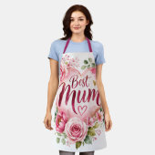 Best Mum Aquarell Blumenherz Design Schürze (Getragen)