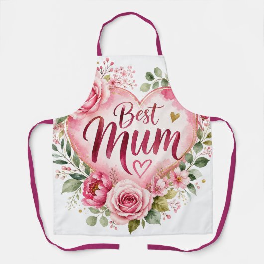 Best Mum Aquarell Blumenherz Design Schürze (Vorderseite)