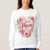 Best Mum Aquarell Blumenherz Design Sweatshirt (Vorderseite)
