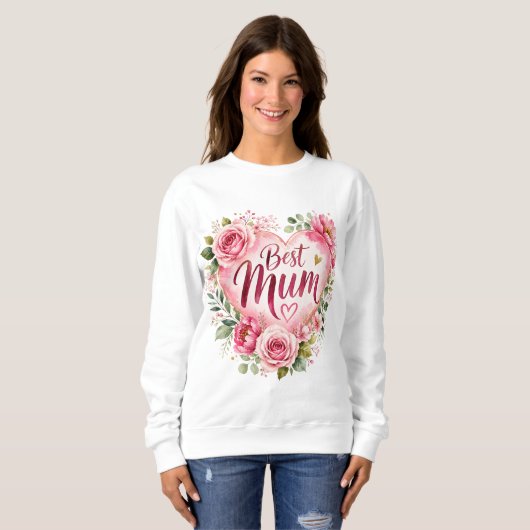Best Mum Aquarell Blumenherz Design Sweatshirt (Vorne ganz)