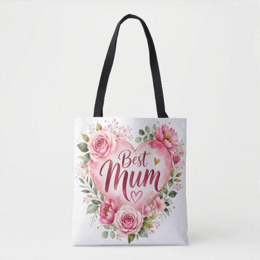 Best Mum Aquarell Blumenherz Design Tasche (Vorderseite)
