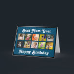 Best Mum Birthday Instagram Photo Collage Template Karte<br><div class="desc">Customize this best mum photo collage birthday greeting card design to celebrate with your favorite Mother. A wonderful gift to make her smile on her special day! The design features a selection of square photos. Add your own message inside the card. Add ten of your favorite photos using the templates...</div>