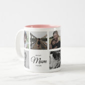 Best Mum Ever Cute Trendy Instagram Photo Collage Zweifarbige Tasse (Vorderseite Links)