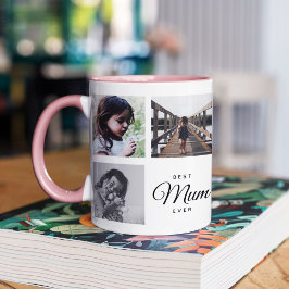 Best Mum Ever Cute Trendy Instagram Photo Collage Zweifarbige Tasse