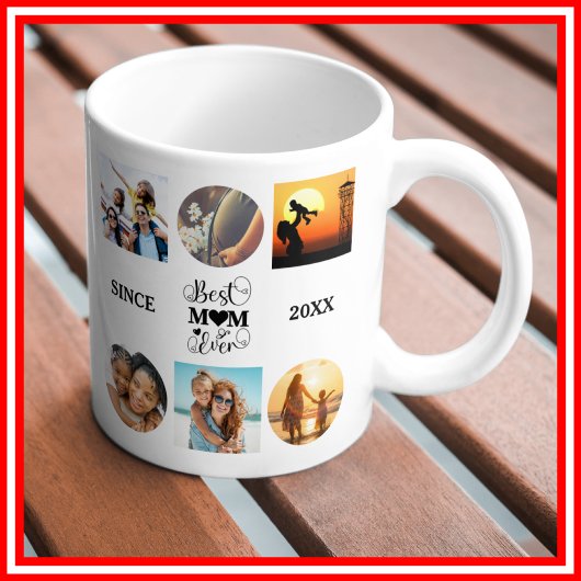 Best Mum Ever Foto Collage Elegantes Script Herz Kaffeetasse