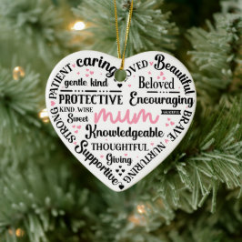 Best Mum Ever: Mother's Day & Birthday Heart Word Keramik Ornament