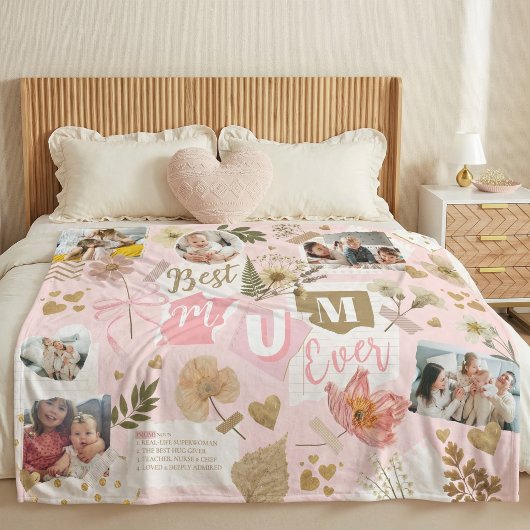 Best Mum Ever Mother's Day Scrapbook Photo Collage Fleecedecke