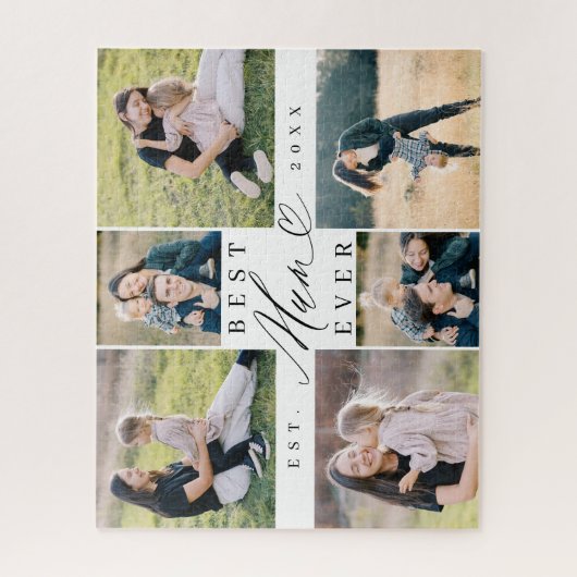 Best Mum Ever Mum Script Herzfoto Collage Puzzle (Vertikal)