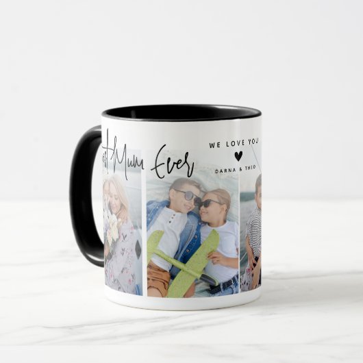 Best Mum Ever Script 4x Foto Tasse (Vorderseite Links)