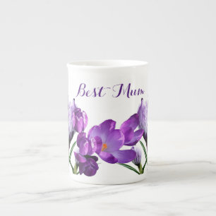 Best Mum hübsche lila Crocus Blume stilvolle Spaß Porzellantasse